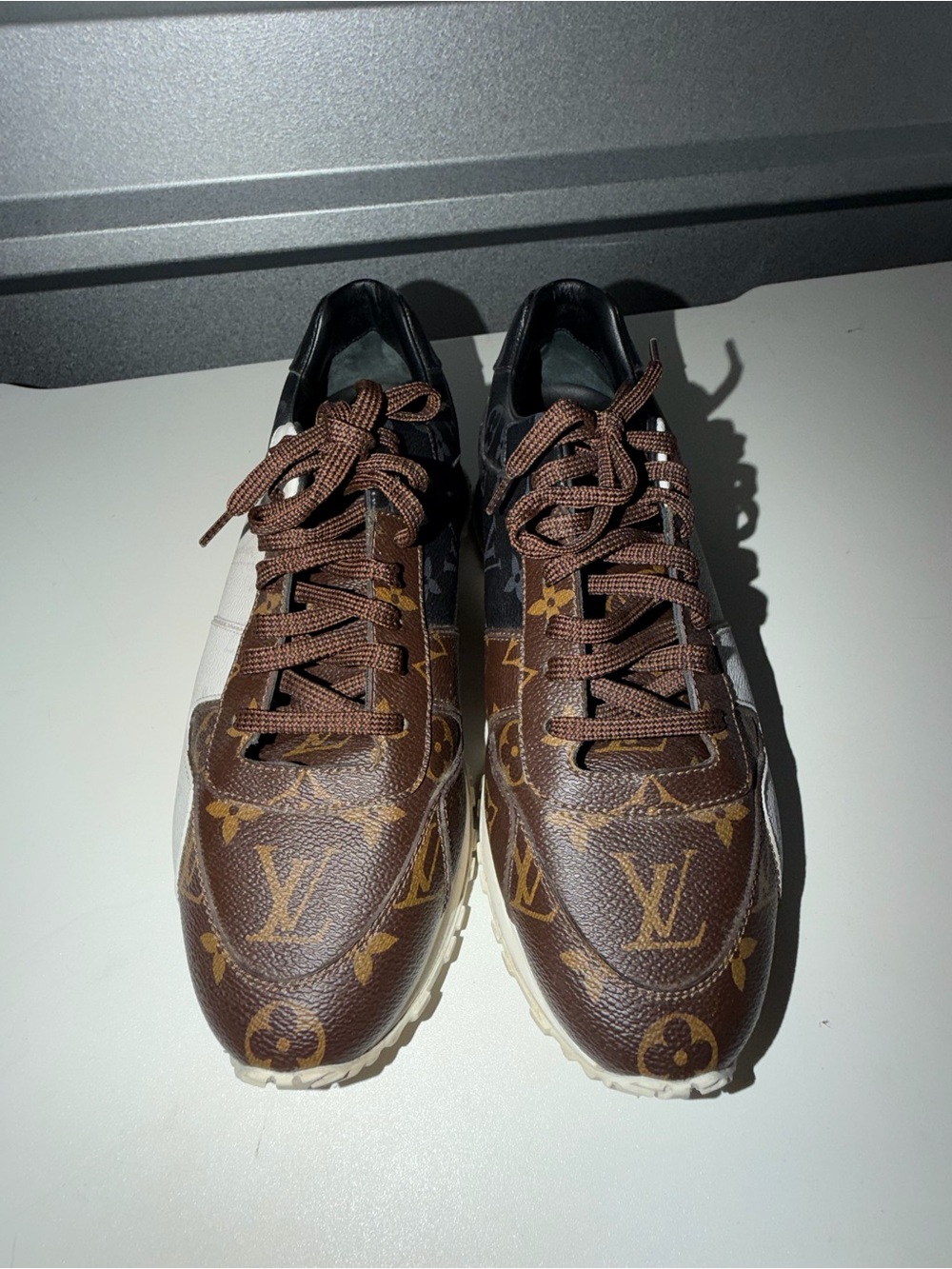 Louis Vuitton Brown Monogram Men’s Sneakers with White Accents